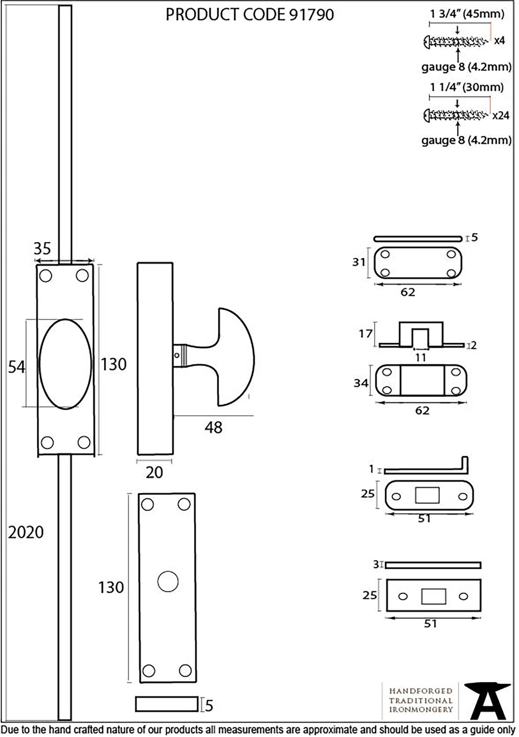 Cremone Bolt Oval Knob - Image 3